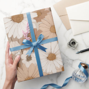 Boho Aardetoon Madeliefje Tane Florale Patroon Cadeaupapier