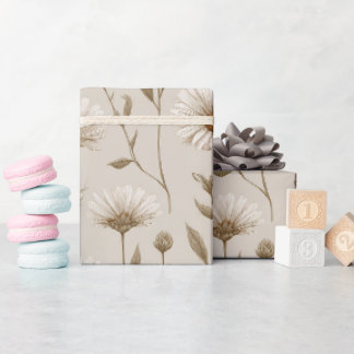 Boho Aardetoon Madeliefje Tane Florale Patroon Cadeaupapier