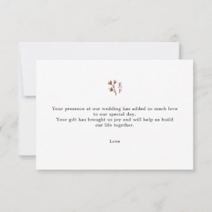 Boho aardse botanische elegante ivoor bedankkaart