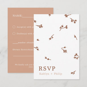 Boho aardse botanische elegante ivoor bruiloft wit RSVP kaartje