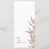 Boho aardse botanische elegante ivoren bruiloft menu (Voorkant)