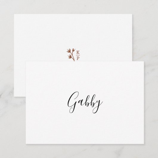 Boho aardse botanische elegante ivoren plaats kaar (Voorkant / Achterkant)