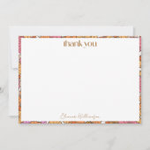 Boho Aardse Oranje Bloemige Aangepaste Bruidsdouch Bedankkaart (Voorkant)