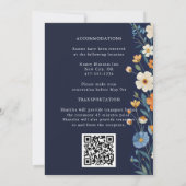 Boho Aardse Tonen Blauwe Bloem Fall Wedding Kaart (Achterkant)