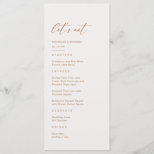 Boho Aardtint Pampasgras Bruiloft Menu (Voorkant)