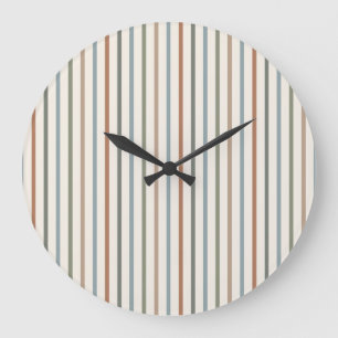Boho Aardtint Verticale Strepen Minimalistisch Pat Grote Klok