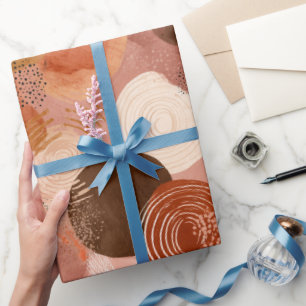 Boho Aardtinten Terracotta Abstract Patroon Cadeaupapier