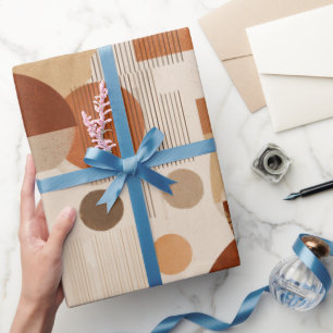 Boho Aardtinten Terracotta Geometrisch Patroon Cadeaupapier