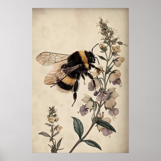 Boho Abeille en Impression de Fleur Violette, Bour (Devant)