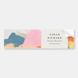 Boho Abstract Berglandschap Roze Blauw Oranje Bumpersticker