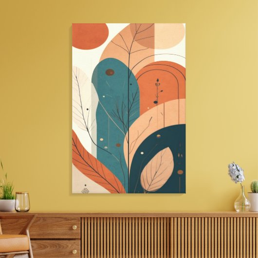 Boho Abstract Botanical Modern Minimal Wall Art Canvas Afdruk (Insitu (Woonkamer))