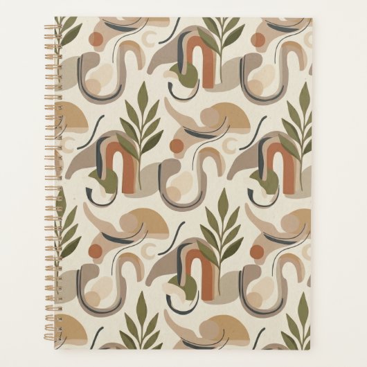 Boho Abstract Botanical Notebook Cover Background Planner (Voorkant)