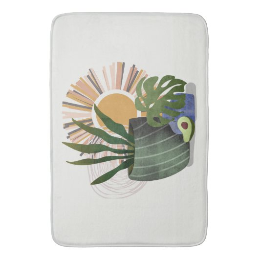 Boho Abstract Botanisch Potlood Plant Bath Mat (Voorkant Verticaal)