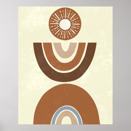 Boho Abstract Earth Tone Folk en Rainbow Poster (Voorkant)