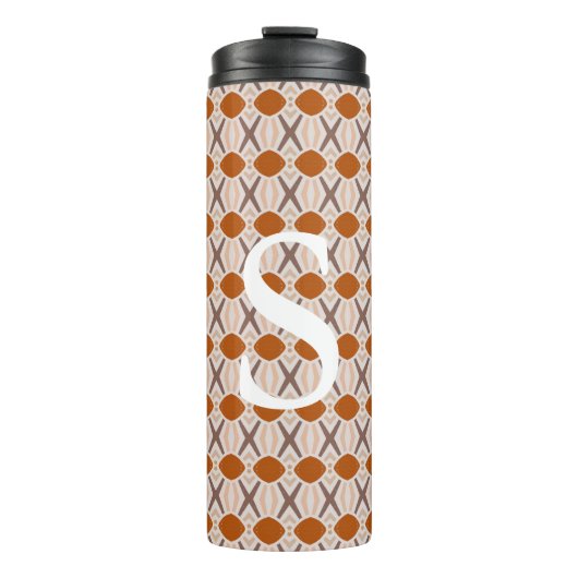 Boho Abstract Geometric Desert Terracotta Monogram Thermosbeker (Voorkant)
