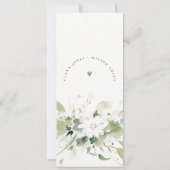 Boho Abstract Groen Wit Bloemen Bruiloft Menu Kaar Kaart (Achterkant)
