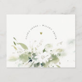 Boho Abstract Groen Wit Bloemen Trouwdetail Informatiekaartje (Achterkant)