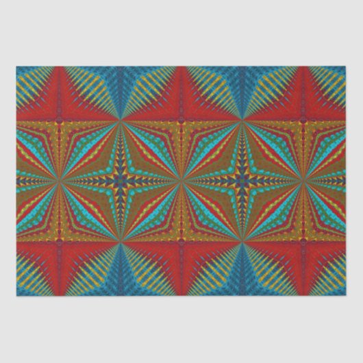 Boho Abstract Hippie Cool Red Blue Ethnic Trippy Tissuepapier (Voorkant)