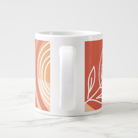 Boho abstract kunstwerk terracotta rood extra grote beker (Achterkant)