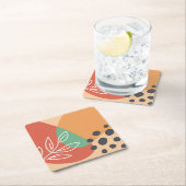 Boho abstract kunstwerk vierkante kartonnen onderzetter (Insitu)