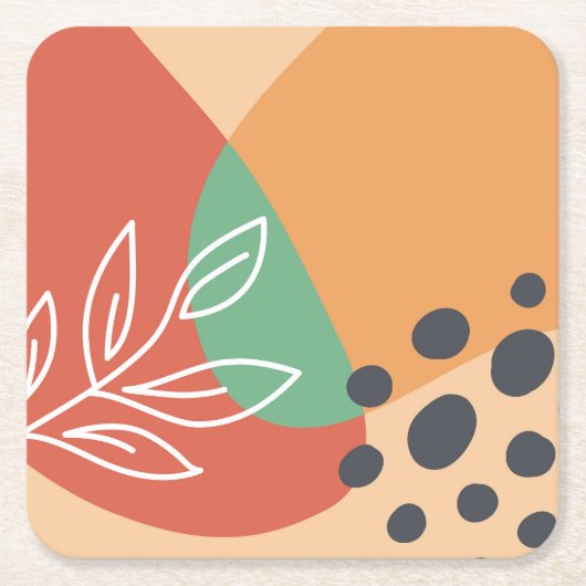 Boho abstract kunstwerk vierkante kartonnen onderzetter (Voorkant)