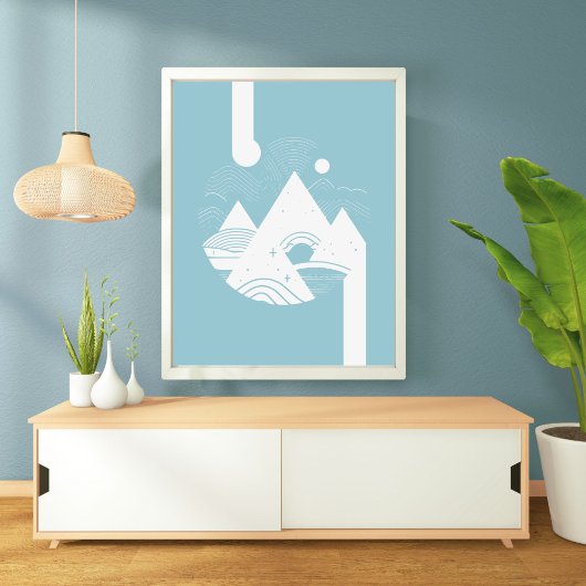 Boho Abstract Landscape Moon Poster