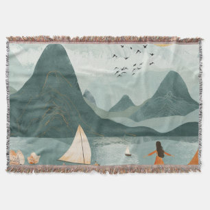 Boho Abstract landschap (11) Deken