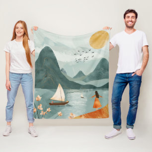 Boho Abstract landschap (11) Fleece Deken