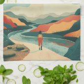Boho Abstract landschap (14) Theedoek (Gevouwen)