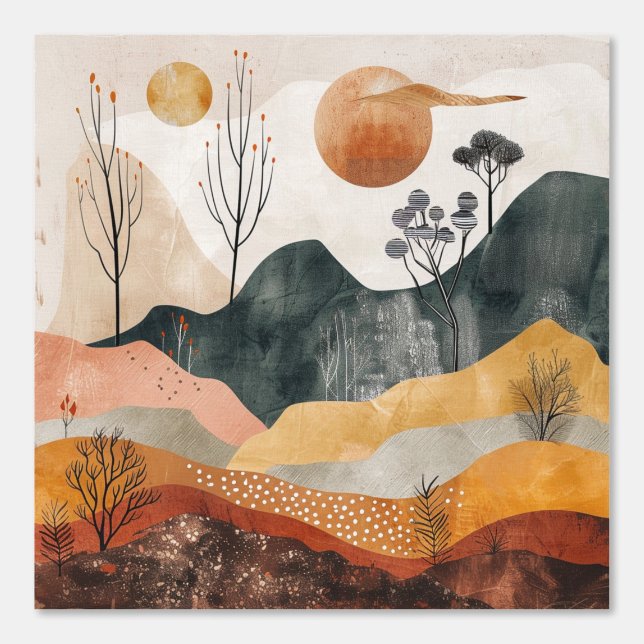 Boho Abstract landschap (15) Behang (Voorkant)