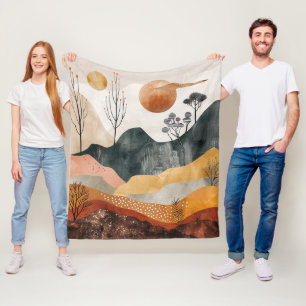 Boho Abstract landschap (15) Fleece Deken