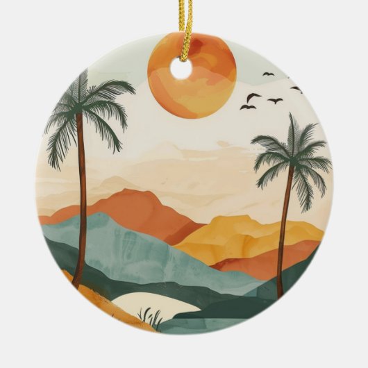 Boho Abstract landschap (16) Keramisch Ornament (Voorkant)