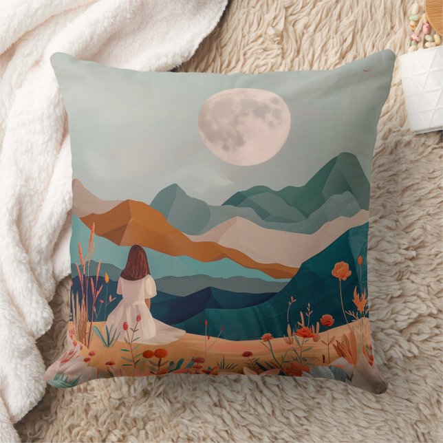 Boho Abstract landschap (21) Kussen (Deken)