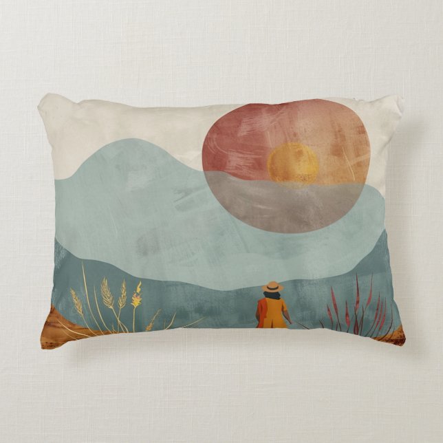 Boho Abstract landschap (23) Accent Kussen (Voorkant)