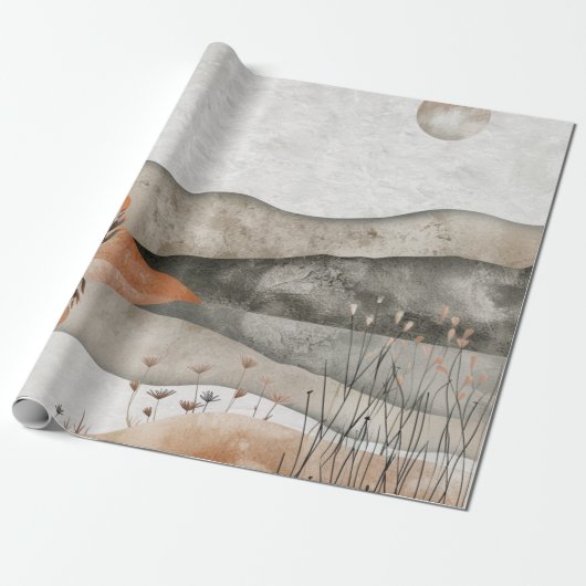 Boho Abstract landschap (3) Cadeaupapier (Uitgerold)