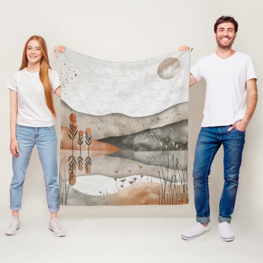 Boho Abstract landschap (3) Fleece Deken (In situ)