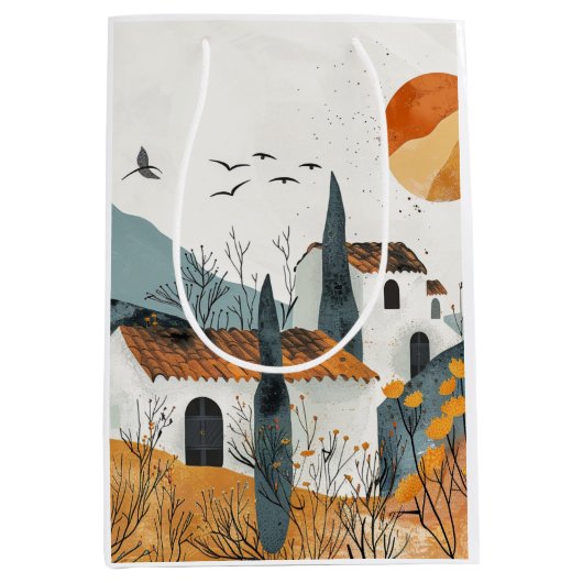 Boho Abstract landschap (4) Medium Cadeauzakje (Voorkant)