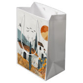 Boho Abstract landschap (4) Medium Cadeauzakje (Achterkant Gekanteld)
