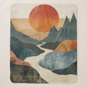 Boho Abstract landschap (5) Sherpa Deken