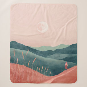 Boho Abstract landschap (7) Sherpa Deken