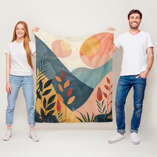 Boho Abstract landschap (8) Fleece Deken (In situ)