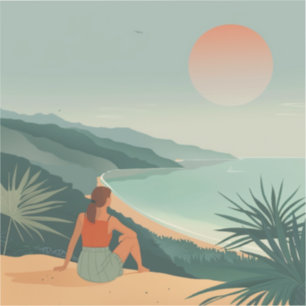 Boho Abstract landschap (9) Sticker