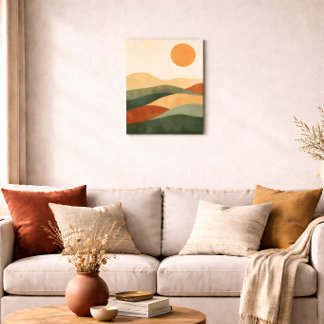 Boho Abstract Landschap Aardtinten Woestijn Poster