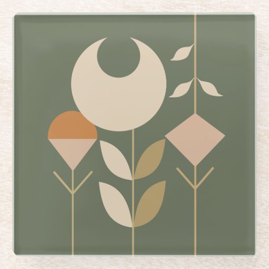 Boho Abstract Lily Glazen Onderzetter (Voorkant)