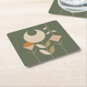 Boho Abstract Lily Vierkante Kartonnen Onderzetter (Schuin)