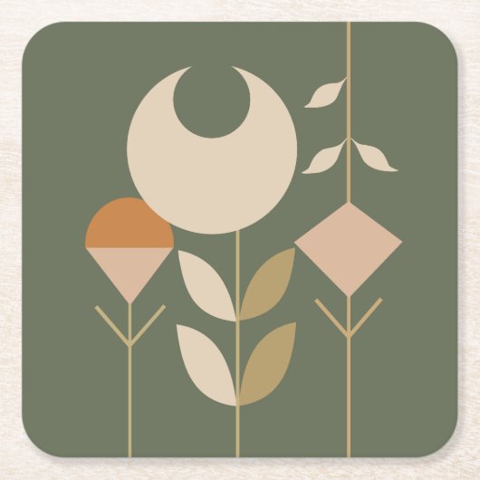 Boho Abstract Lily Vierkante Kartonnen Onderzetter (Voorkant)