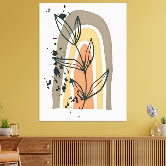 Boho Abstract minimalistisch Plant Canvas Afdruk (Insitu (Woonkamer))