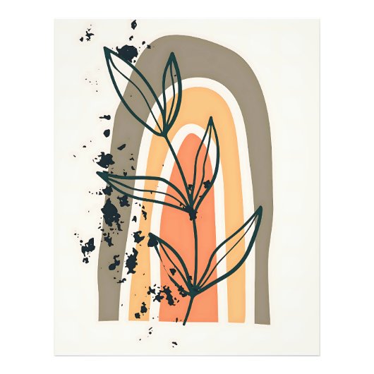 Boho Abstract minimalistisch Plant Foto Afdruk (Voorkant)