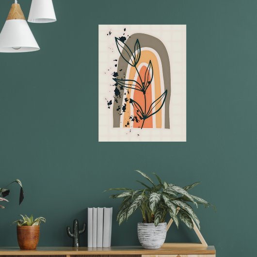 Boho Abstract minimalistisch Plant Poster (Woonkamer 1)