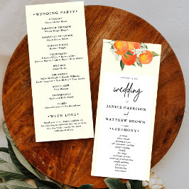 Boho Abstract Orange Garden Wedding Programma